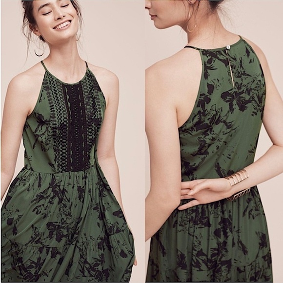 ANTHROPOLOGIE Ranna Gill Herbaliste Green Halter Maxi Dress - Picture 2 of 14